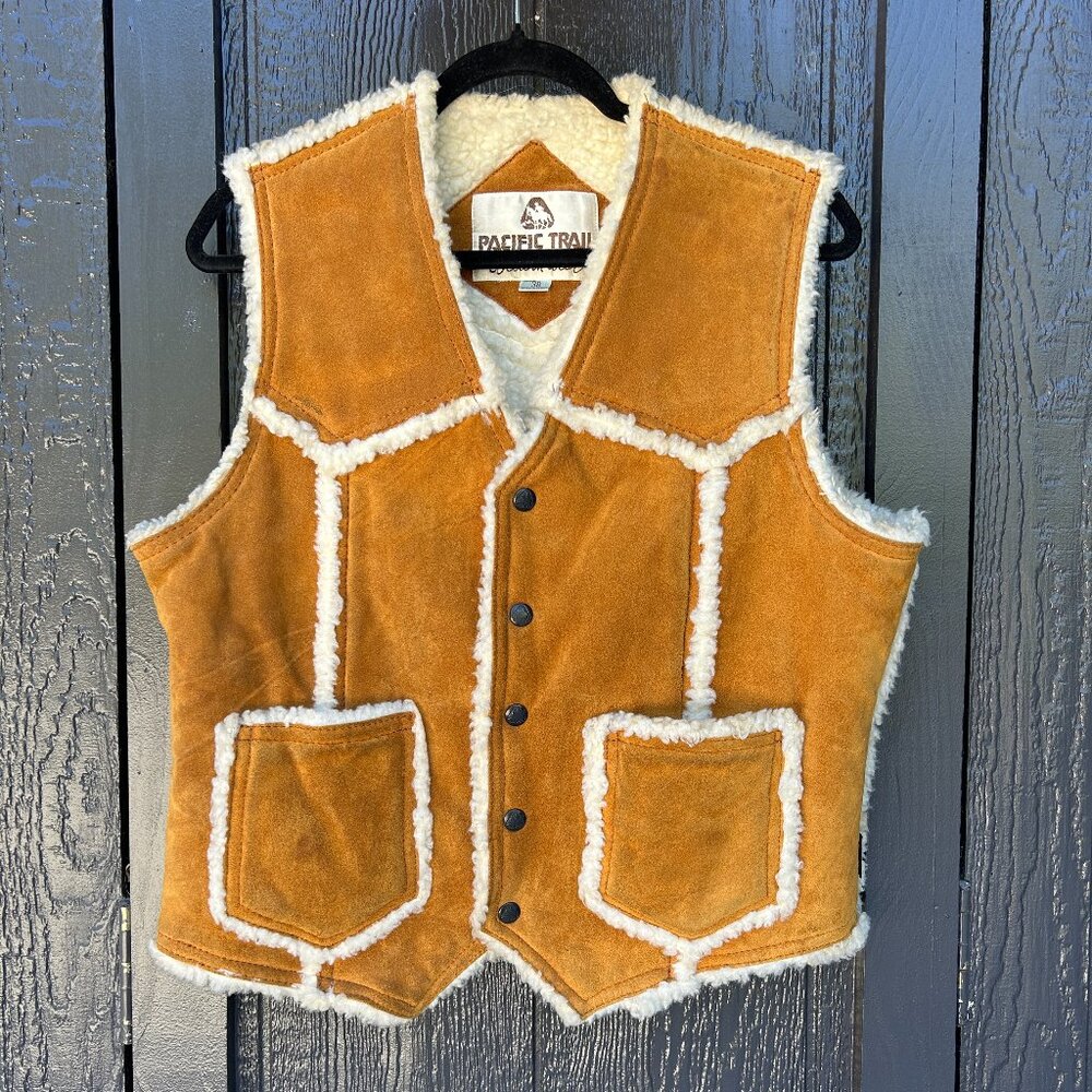 Pacific trail Western Wear Shearling Suede Genuine Leather vest